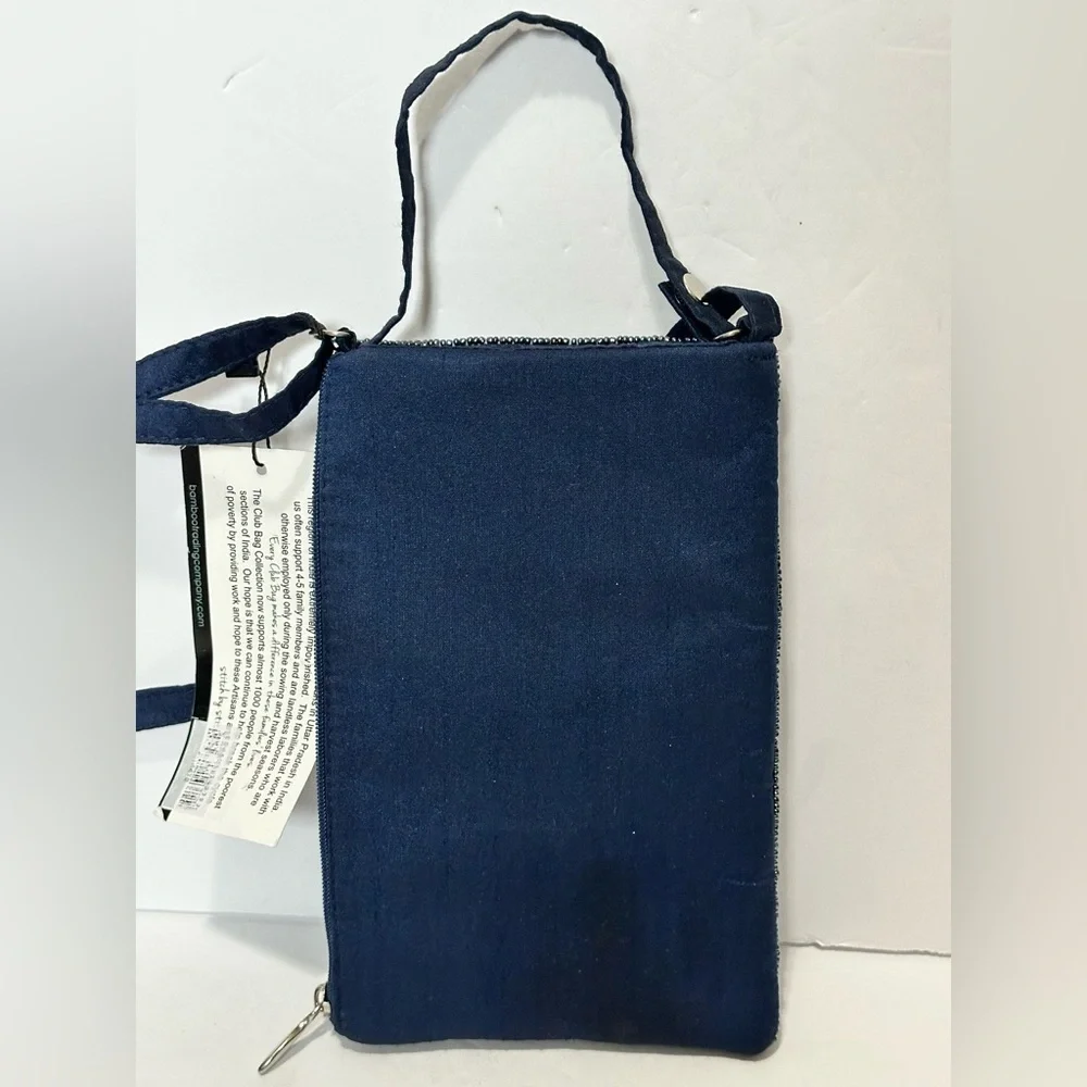 Bamboo Trading Co. Delightful Denim hand-beaded crossbody/wristlet club bag NWT